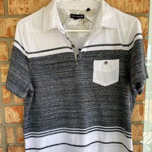 Ocean Current Striped Grey & White Golf Tshirt (Medium)